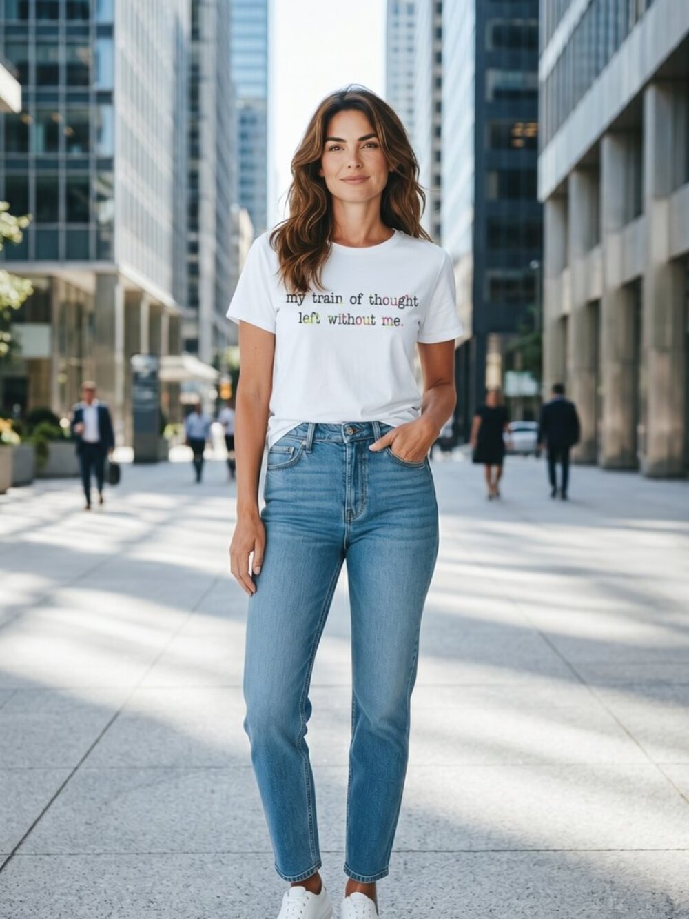 My Train of Thought Left Without Me Graphic T-Shirt, White SIZE M